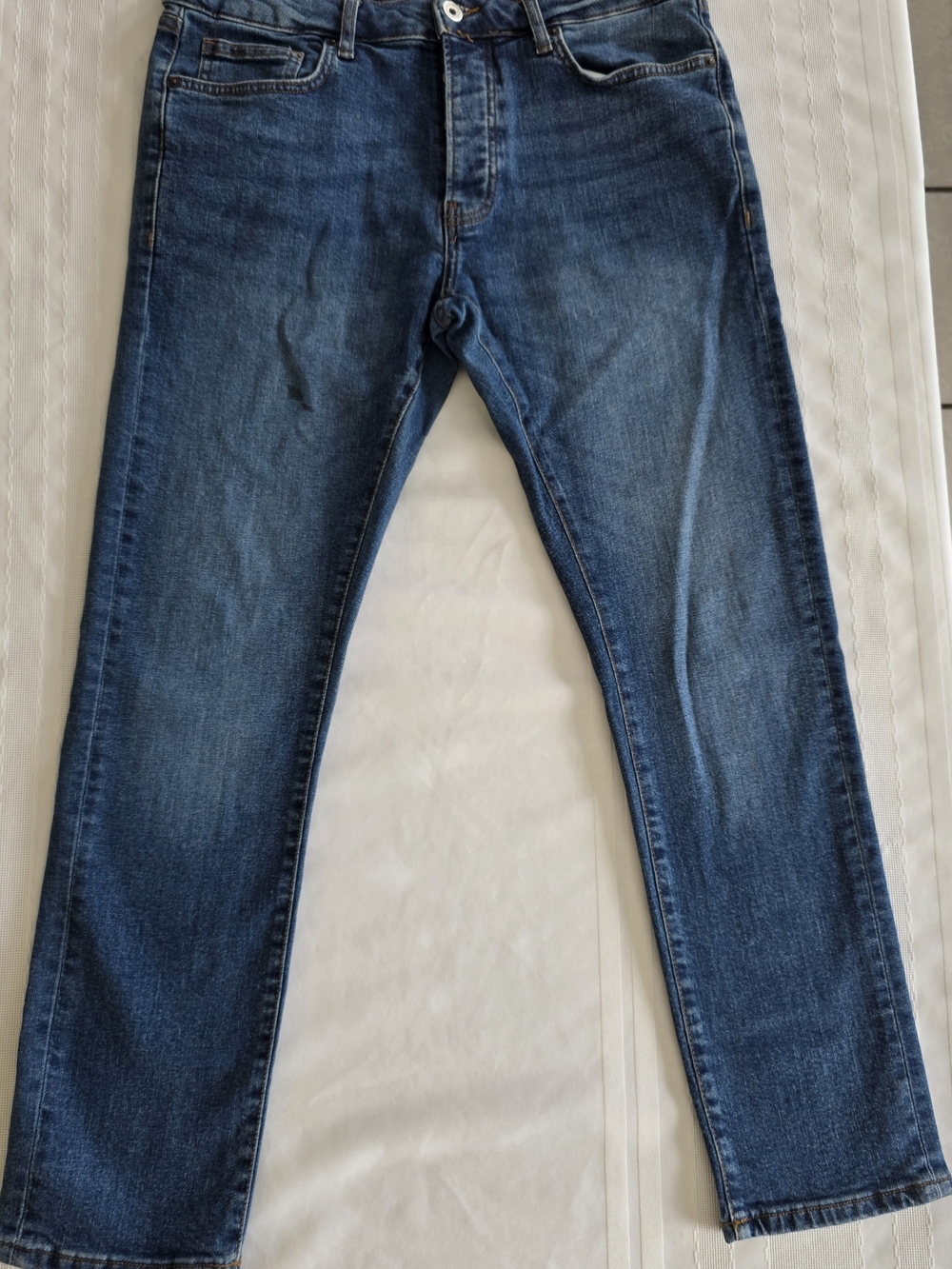 Topman Mens Slim Fit Blue Wash Button Fly Denim Jeans 32x30 Y2K Streetwear